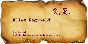 Klima Reginald névjegykártya